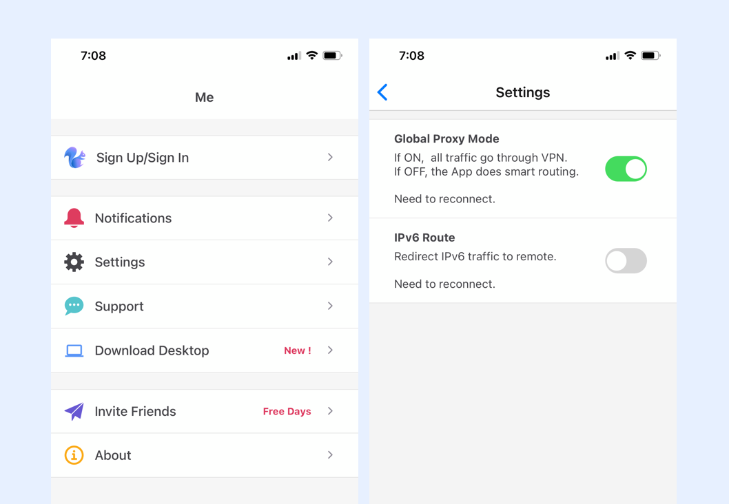 Step0: Mobile global mode Step0: Turn on "global mode" on mobile