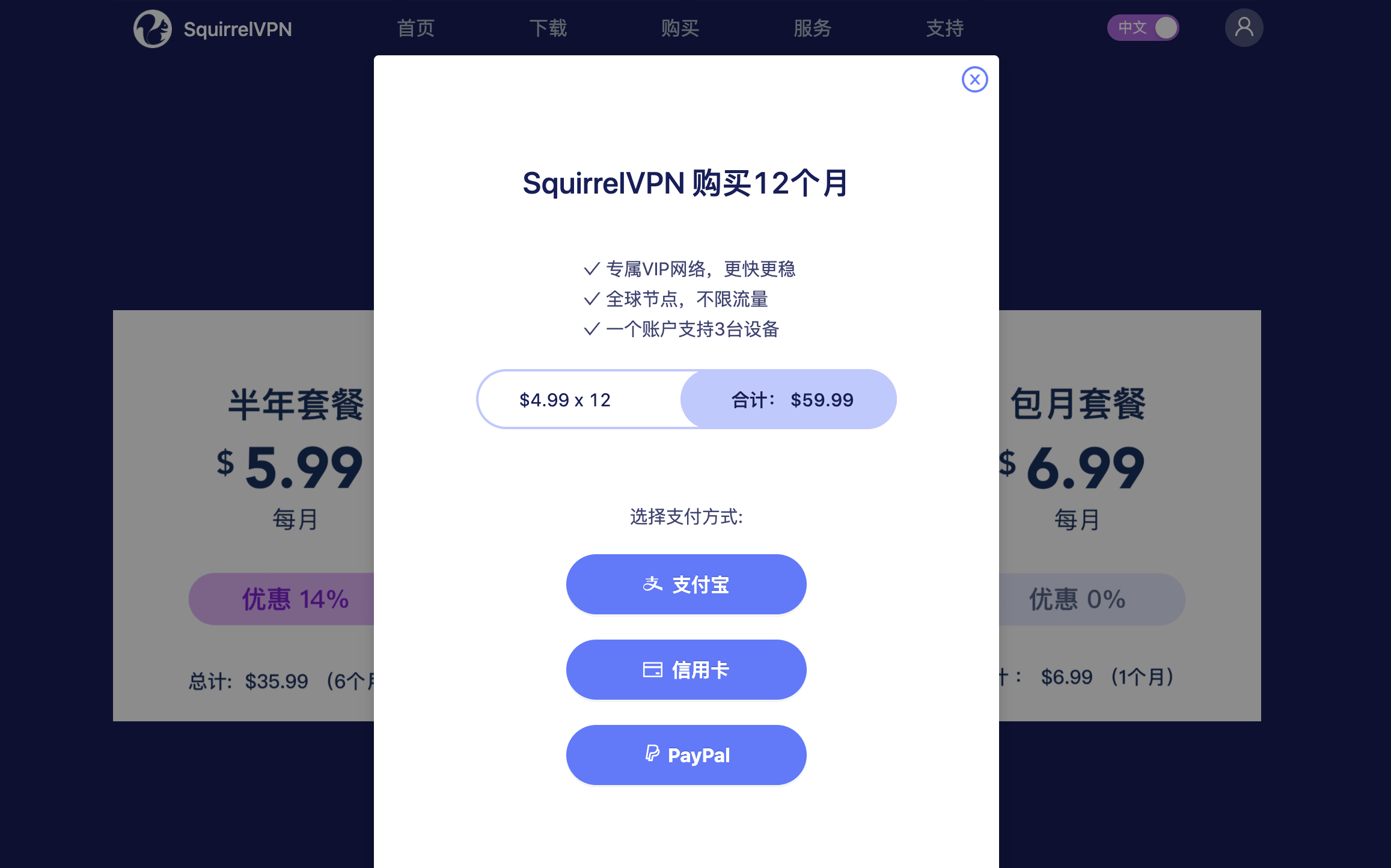 SquirrelVPN buy on website options SquirrelVPN buy on website payment options